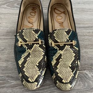 Sam Edelman loafers crocodile print real leather size 8.5 blue green